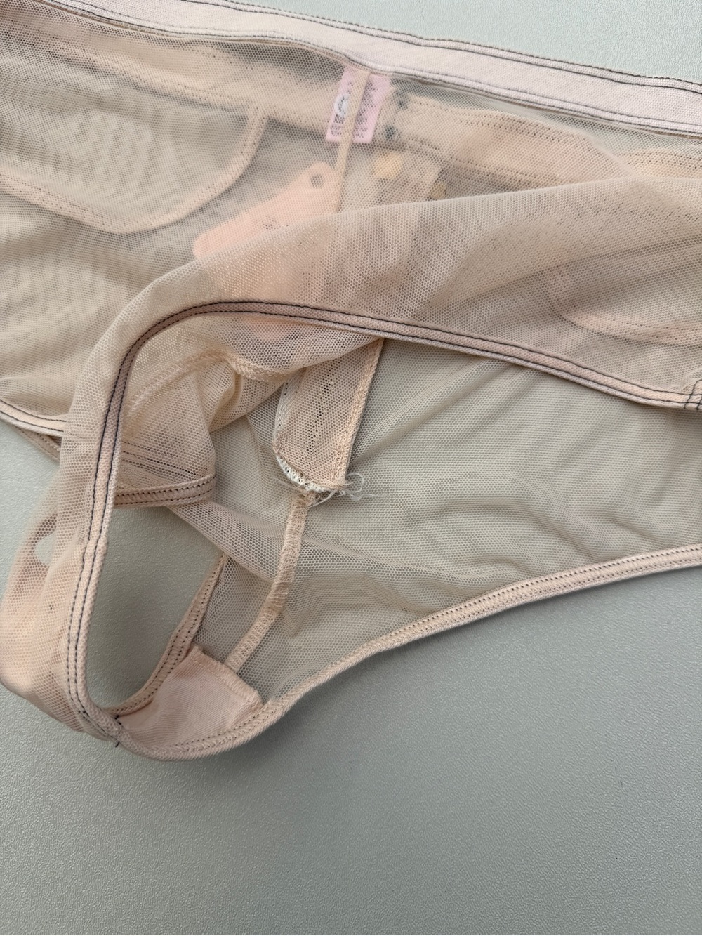 2009 Agent Provocateur Pale Blush Pink Mesh Faux-Denim Bra & Hot Pants Set - Picture 8 of 13